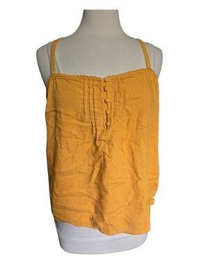 Sonoma Now + Gen Mustard Yellow Linen-Blend Pintuck Tank Top - XL